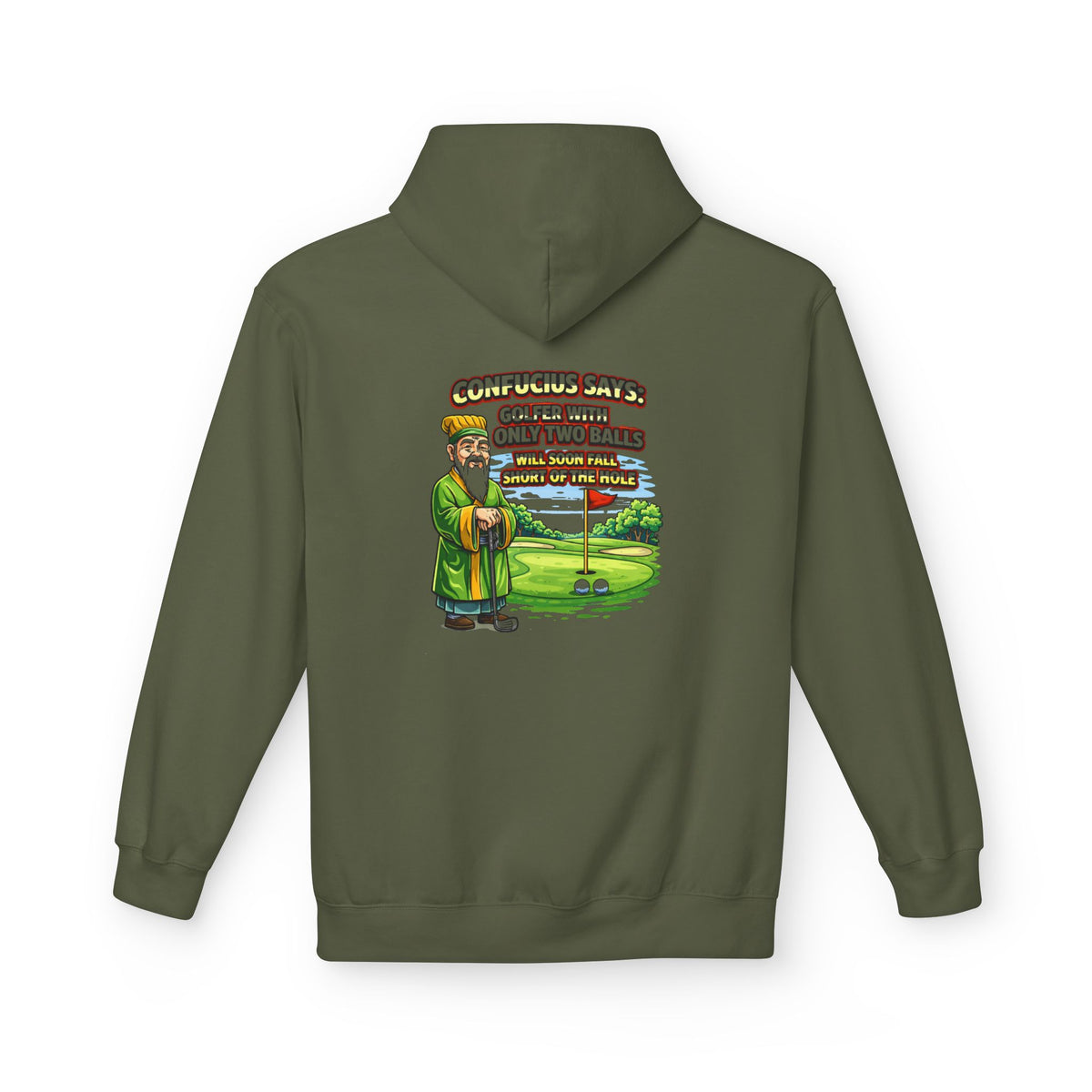 Confucius Says Golf Humor Hoodie | Funny Golf Cartoon, Two Balls Joke