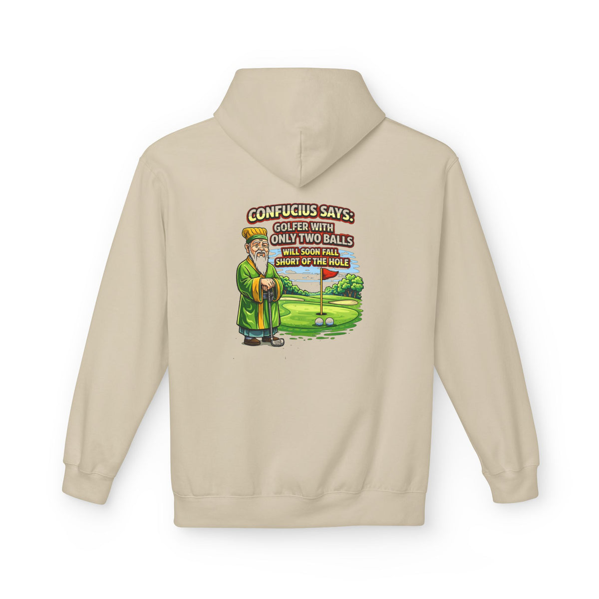 Confucius Says Golf Humor Hoodie | Funny Golf Cartoon, Two Balls Joke