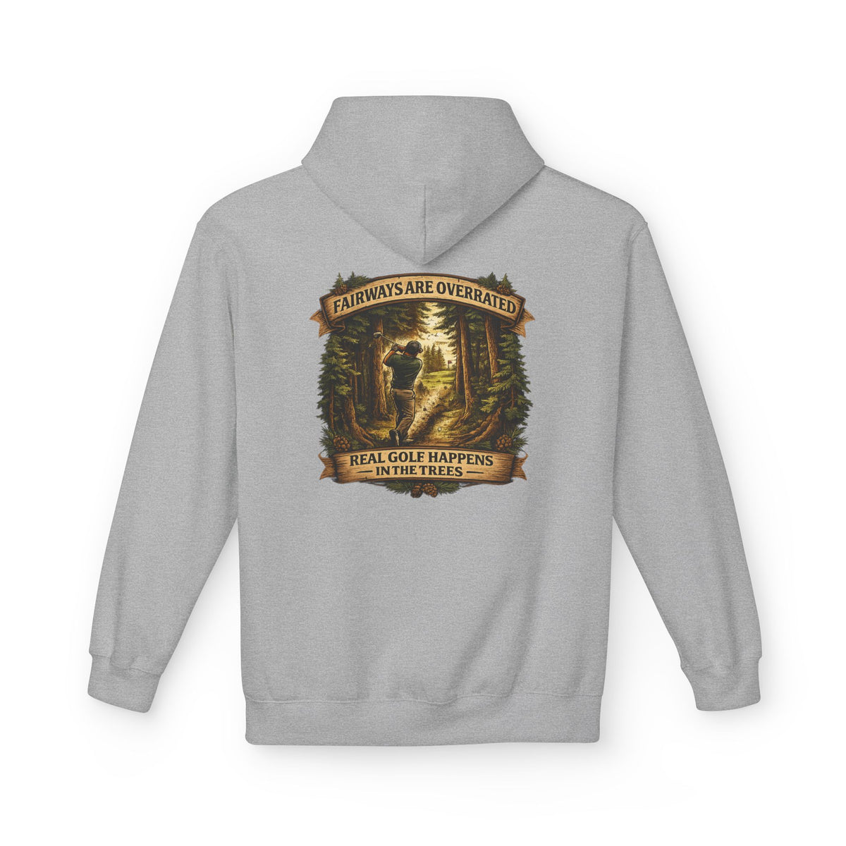 Fairways are Overrated Illustration Hoodie | 'Fairways Are Overrated' Woodland Golf Design