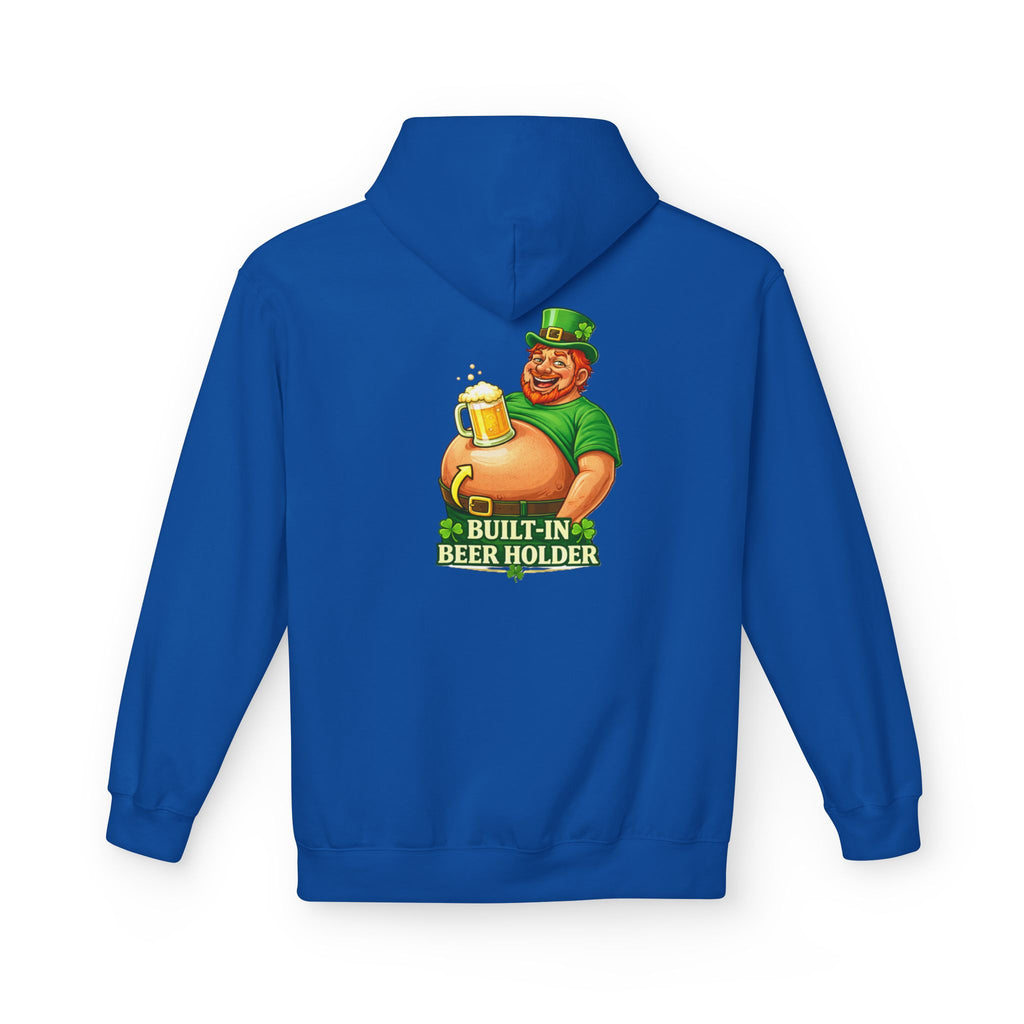 St. Patrick's Day Hoodie — 'Built-In Beer Holder' Leprechaun Beer Graphic