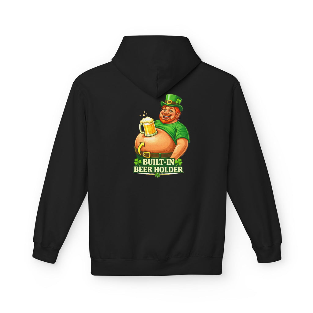 St. Patrick's Day Hoodie — 'Built-In Beer Holder' Leprechaun Beer Graphic