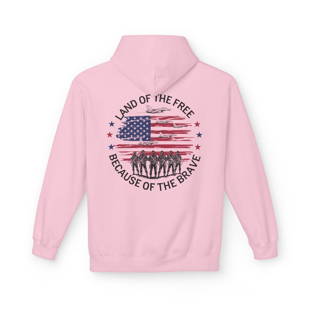 Land of the Free Because of the Brave Hoodie | American Flag Soldiers