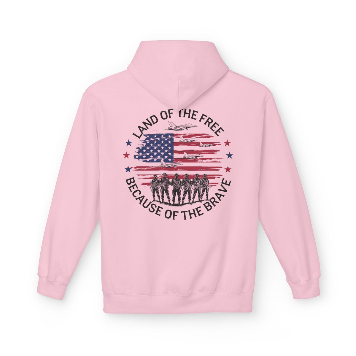 Land of the Free Because of the Brave Hoodie | American Flag Soldiers
