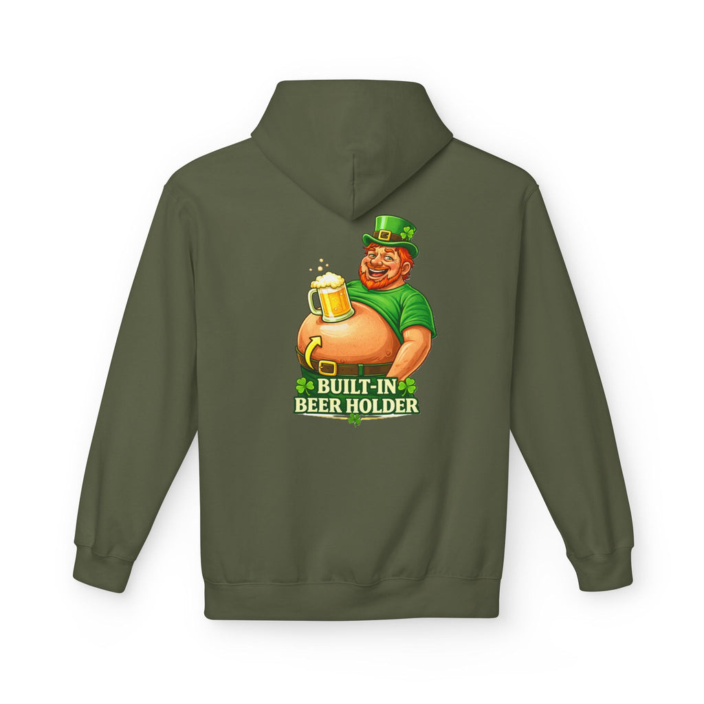 Built-In Beer Holder Hoodie | St. Patrick's Day Leprechaun Beer Belly Design
