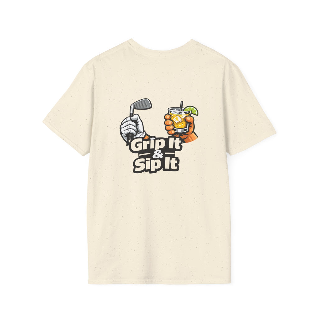 Grip It & Sip It Golf T-Shirt | Golf Club and Cocktail Graphic