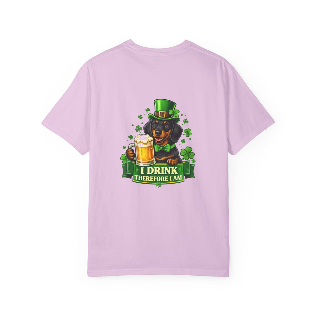 St. Patrick's Day Dachshund T-Shirt - 'I Drink Therefore I Am' Beer Graphic