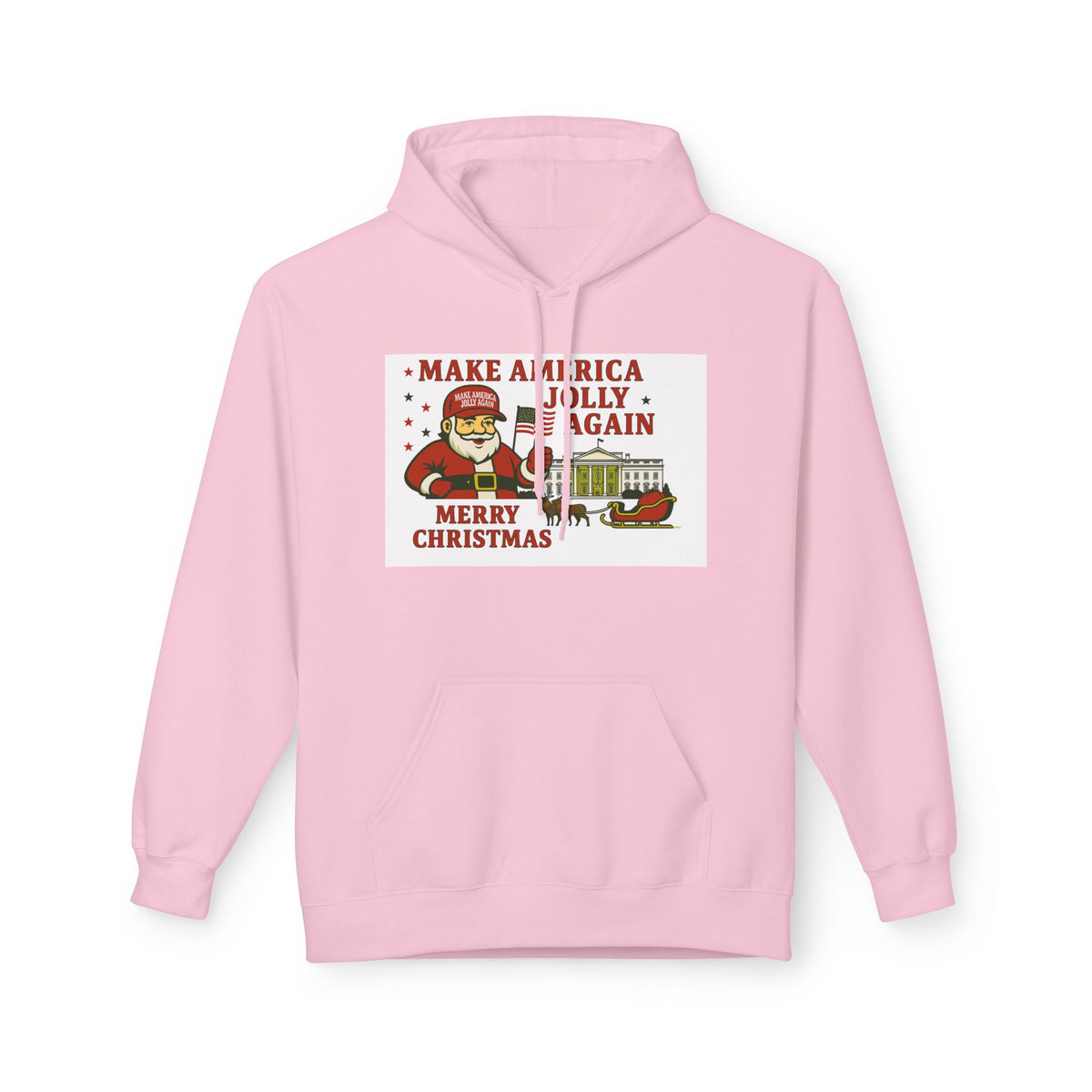 Make America Jolly Again Christmas Hoodie — Santa & White House Holiday Sweatshirt