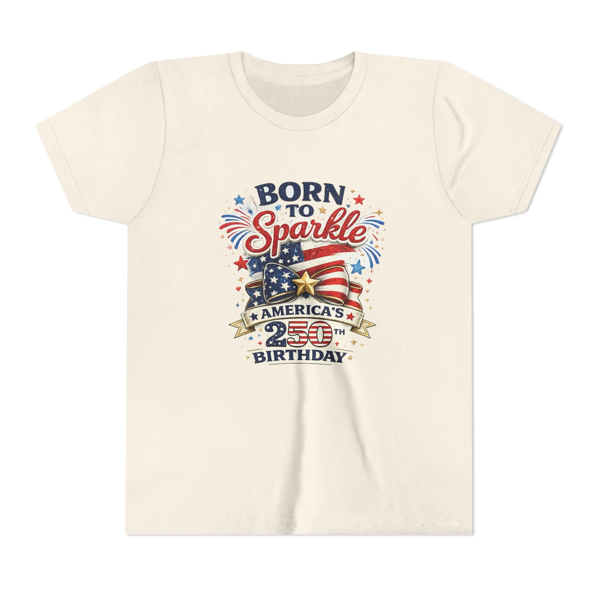Born to Sparkle Youth Tee | America 250th Birthday Patriotic Stars
