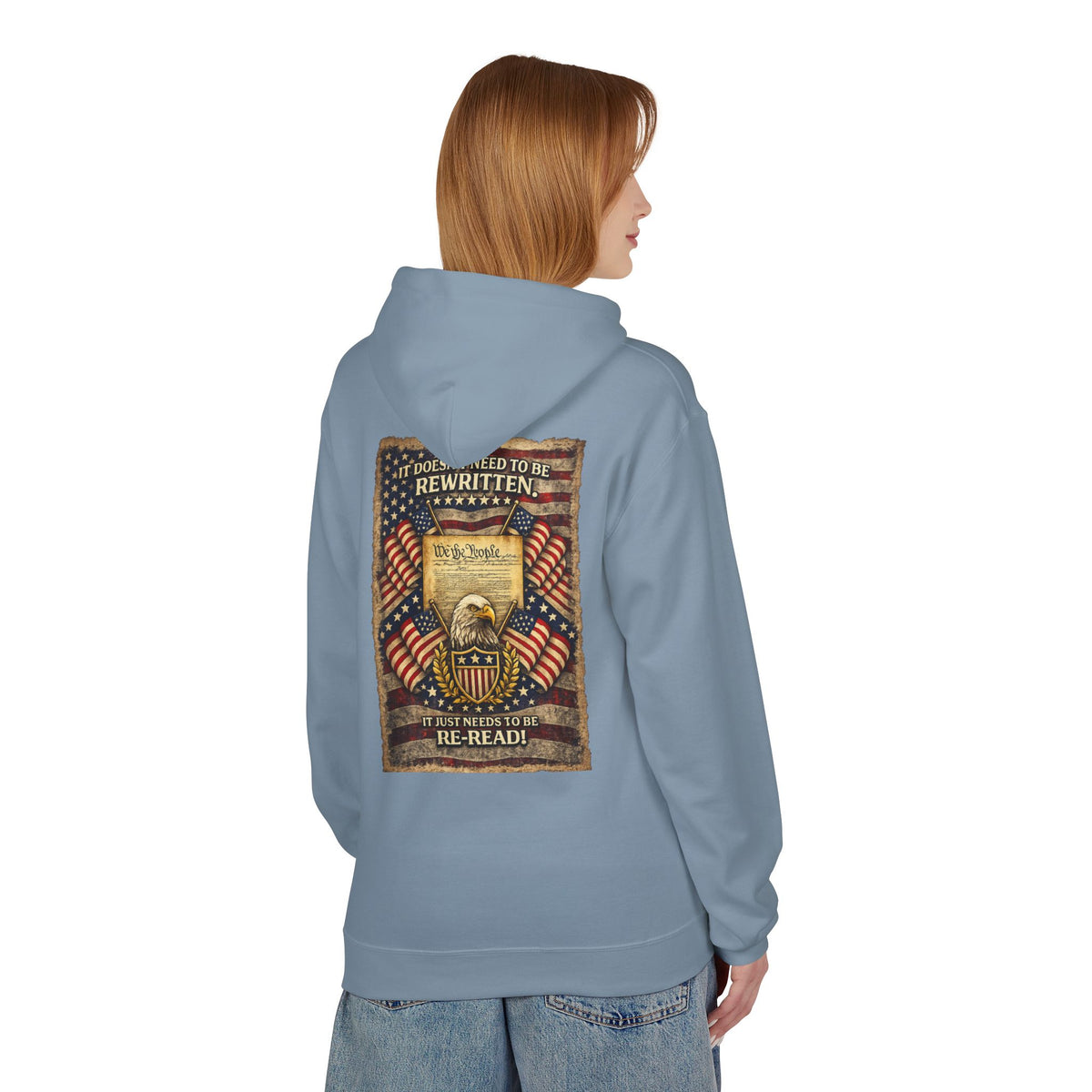 Constitution & Bald Eagle Hoodie | Patriotic American Flag, Historical Document Design