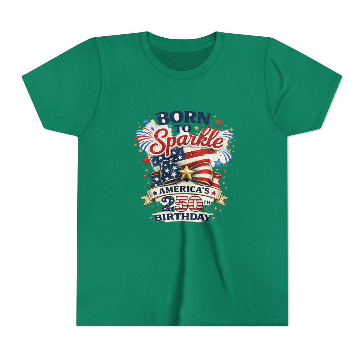 Born to Sparkle Youth Tee | America 250th Birthday Patriotic Stars