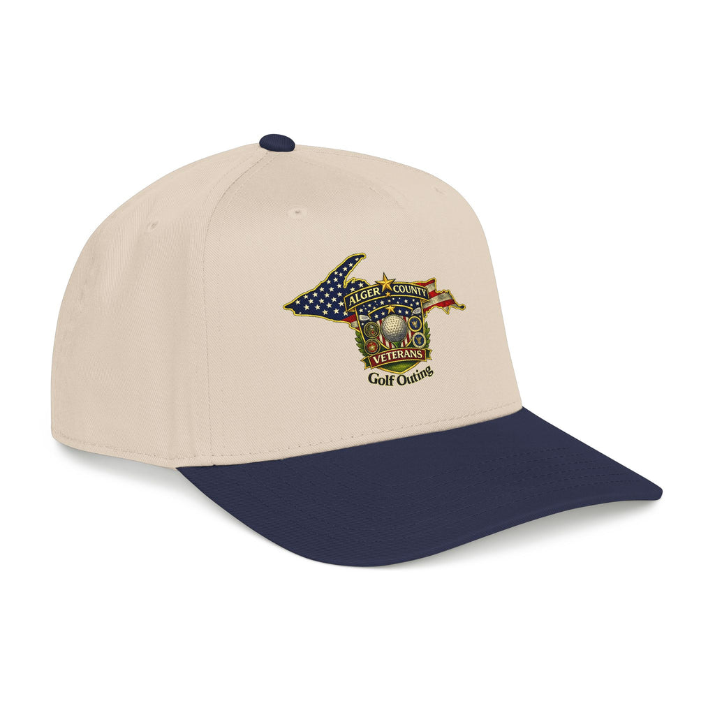 Alger County Veterans Golf Outing Mid Profile Baseball Cap | Michigan flag emblem