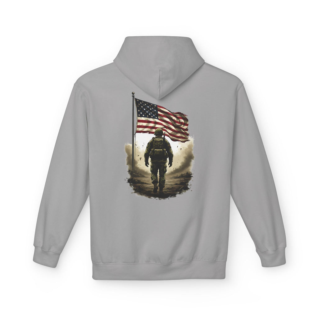 American Flag Soldier back print Hoodie | Patriotic veteran military design
