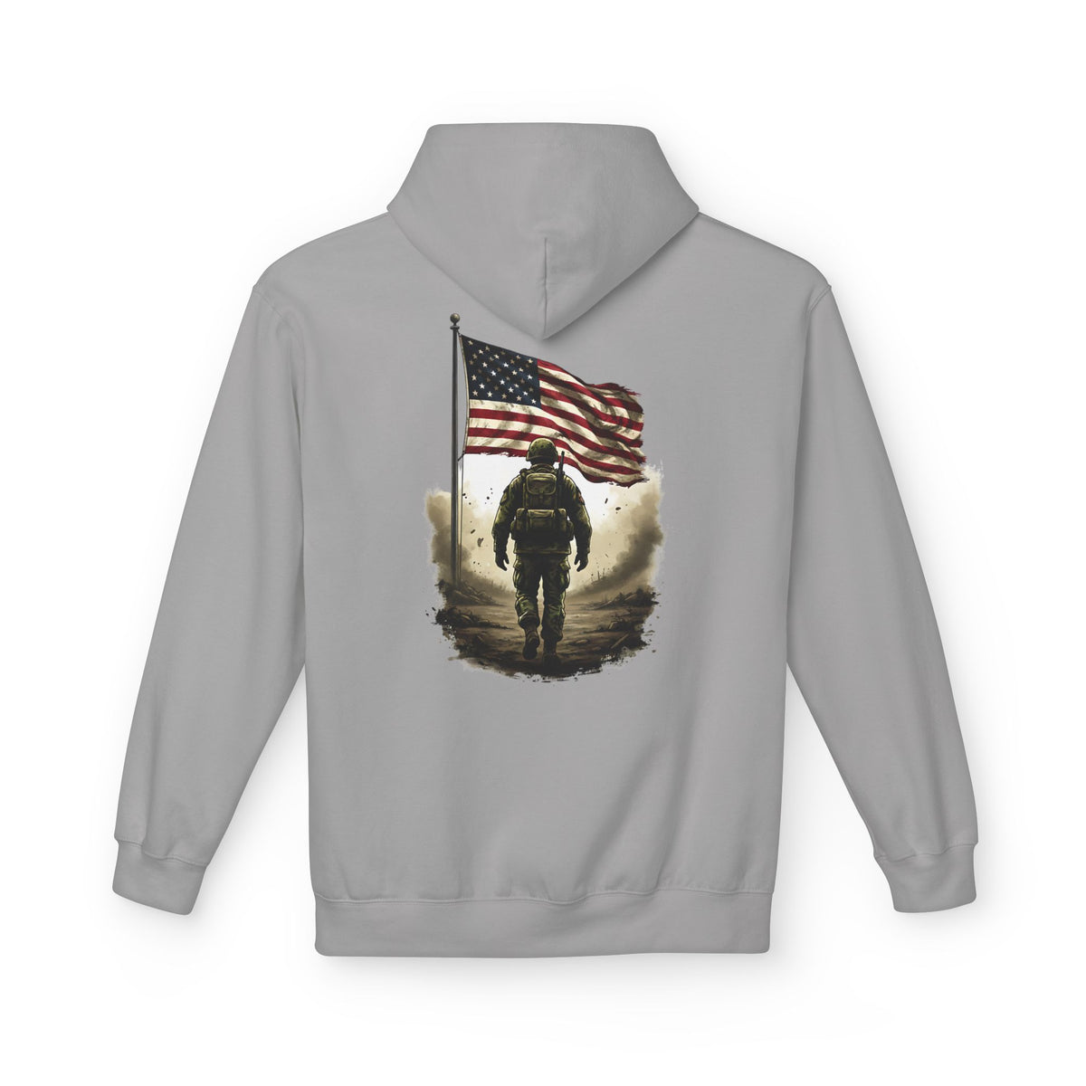 American Flag Soldier back print Hoodie | Patriotic veteran military design
