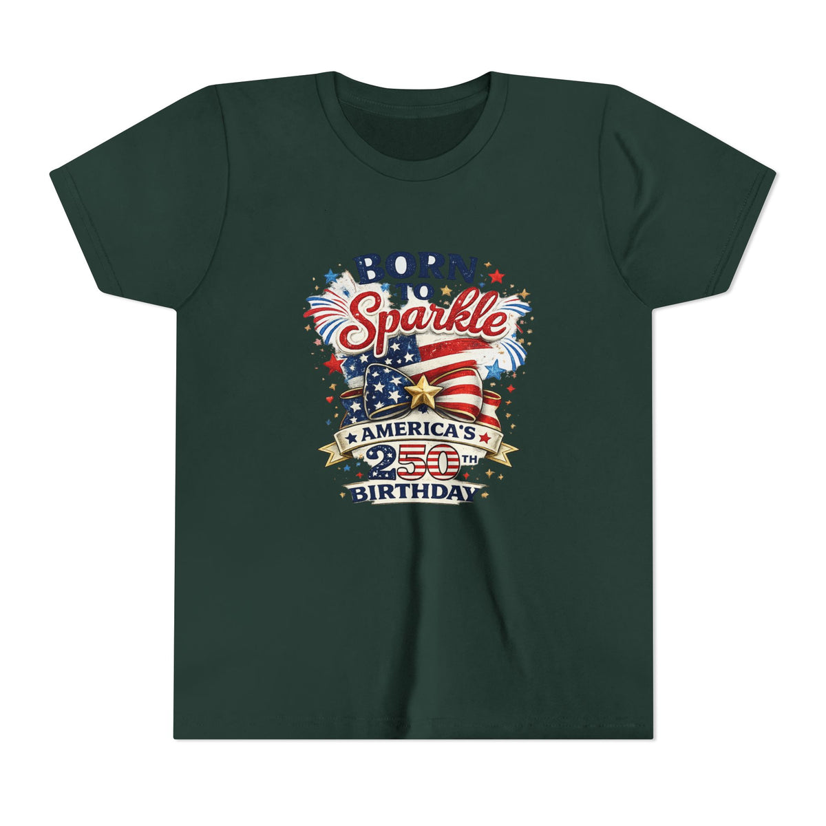 Born to Sparkle Youth Tee | America 250th Birthday Patriotic Stars