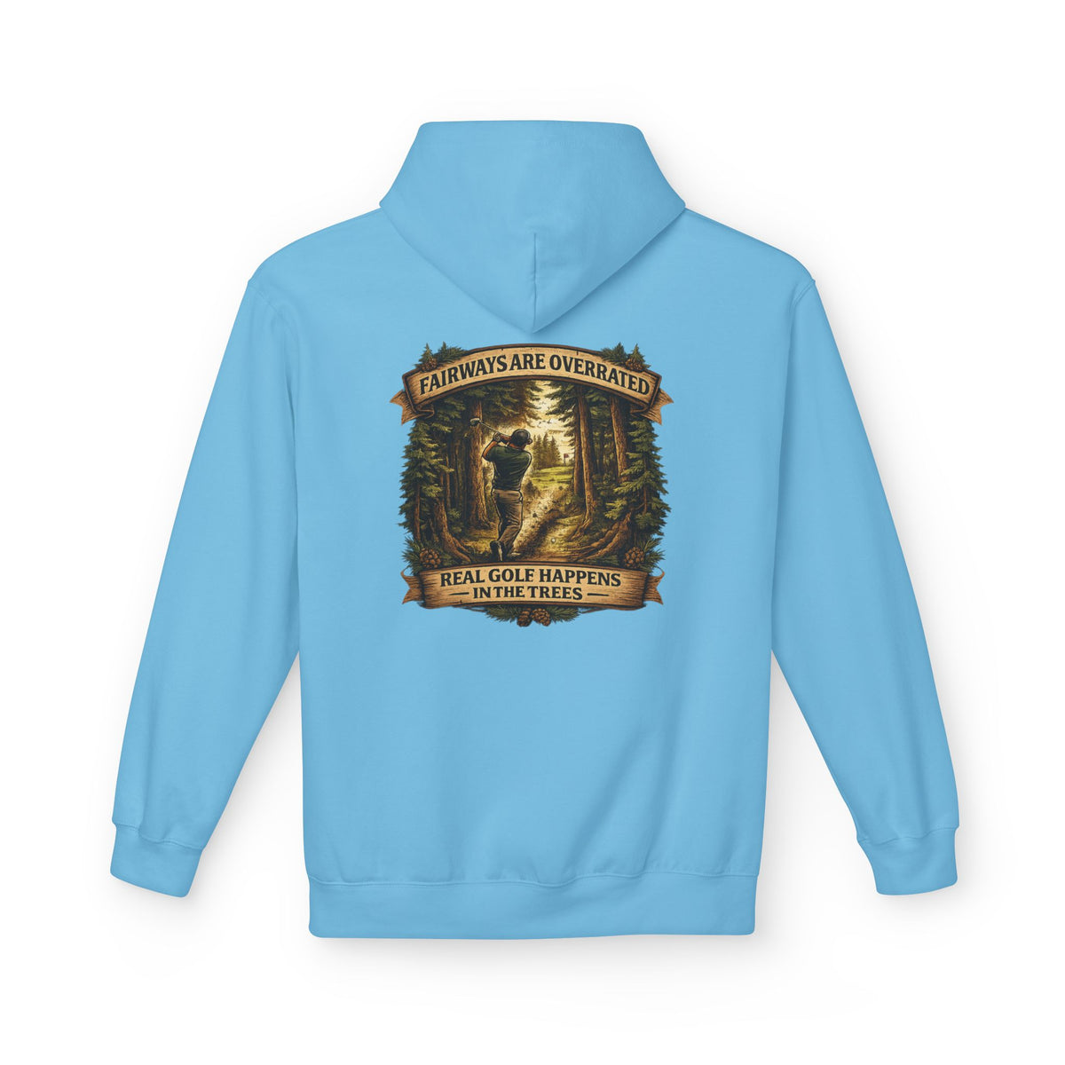 Fairways are Overrated Illustration Hoodie | 'Fairways Are Overrated' Woodland Golf Design