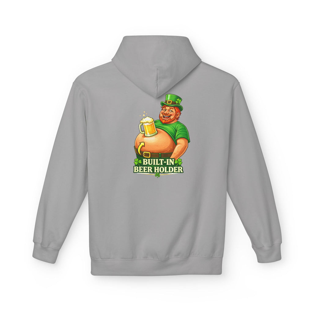 St. Patrick's Day Hoodie — 'Built-In Beer Holder' Leprechaun Beer Graphic