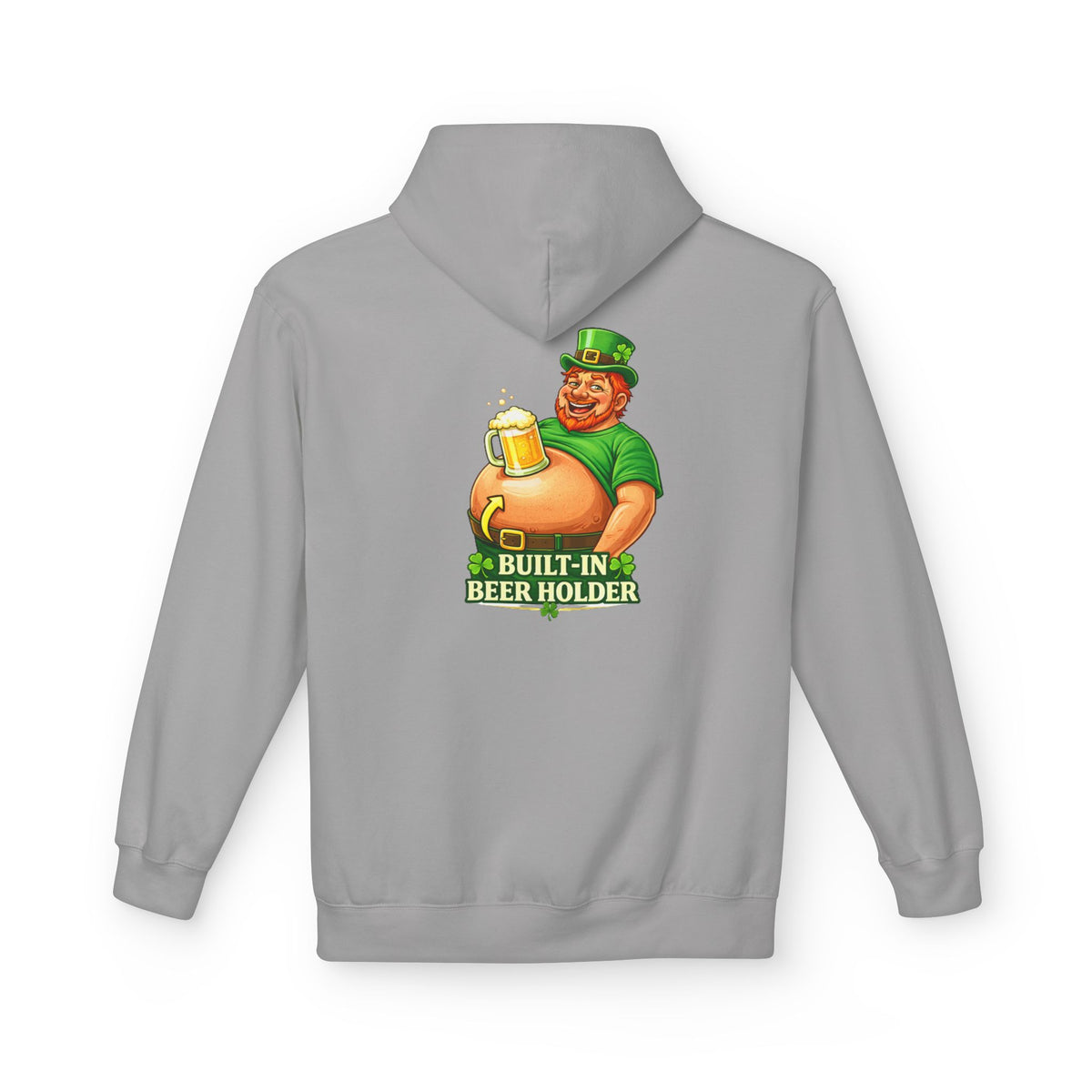 St. Patrick's Day Hoodie — 'Built-In Beer Holder' Leprechaun Beer Graphic