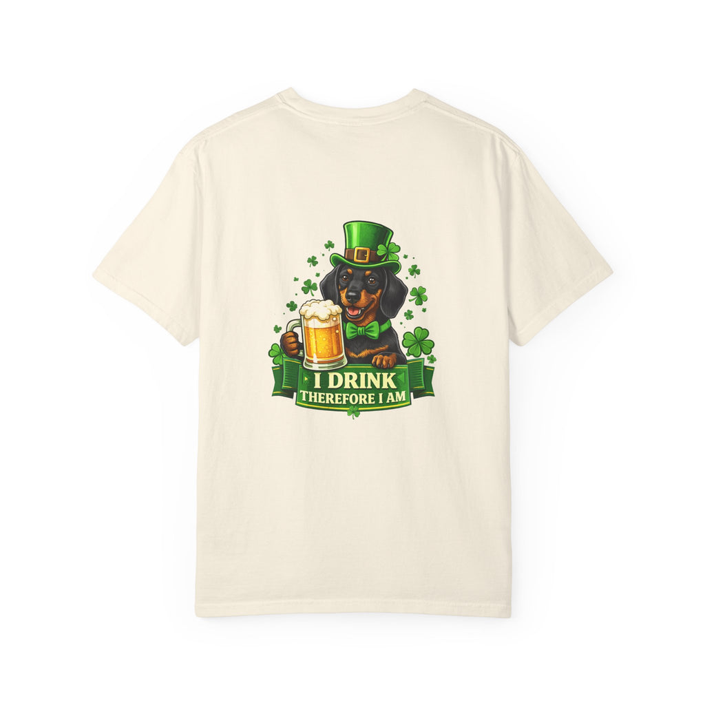 St. Patrick's Day Dachshund T-Shirt - 'I Drink Therefore I Am' Beer Graphic