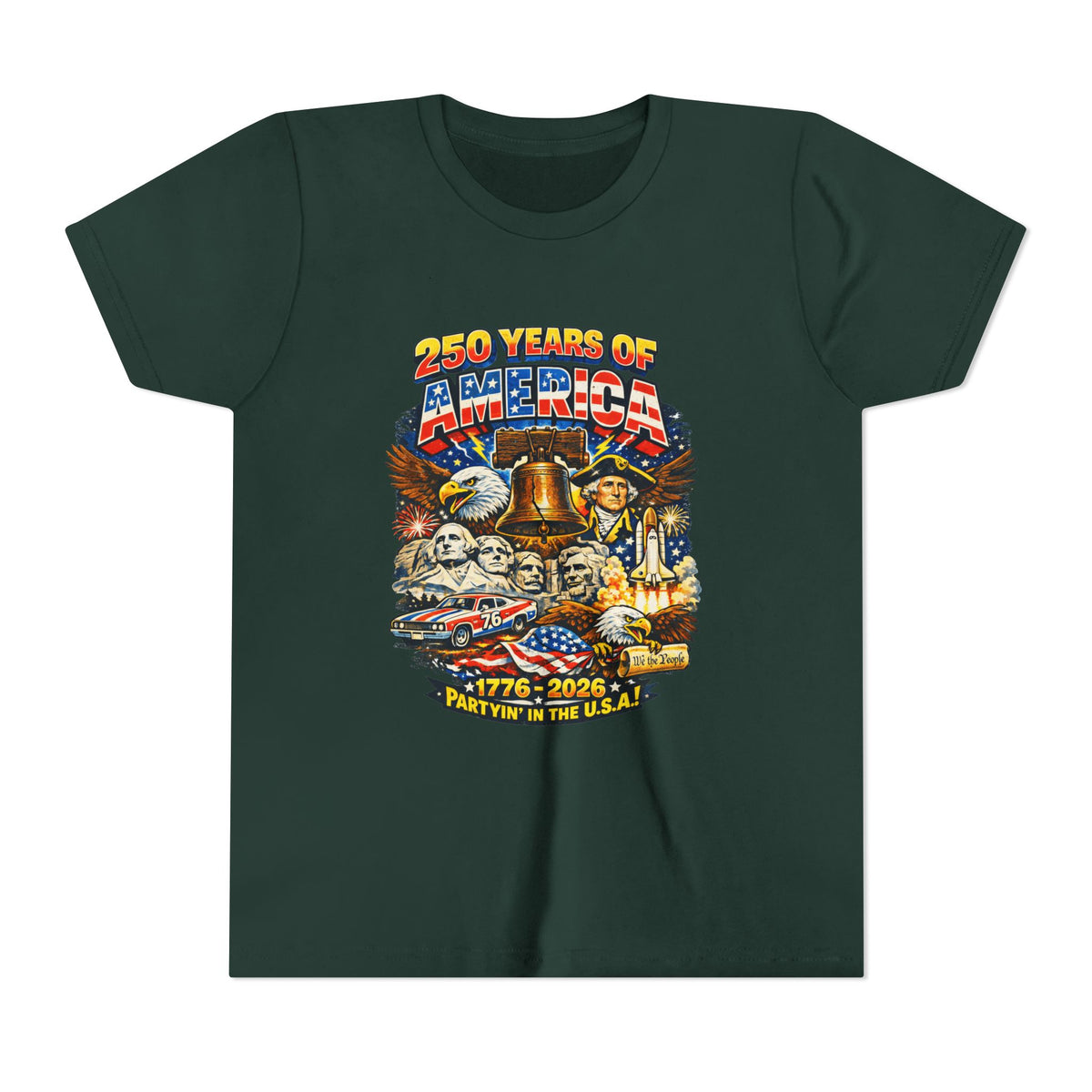 250 Years of America Youth Tee | 1776-2026 Patriotic Liberty Bell Eagle