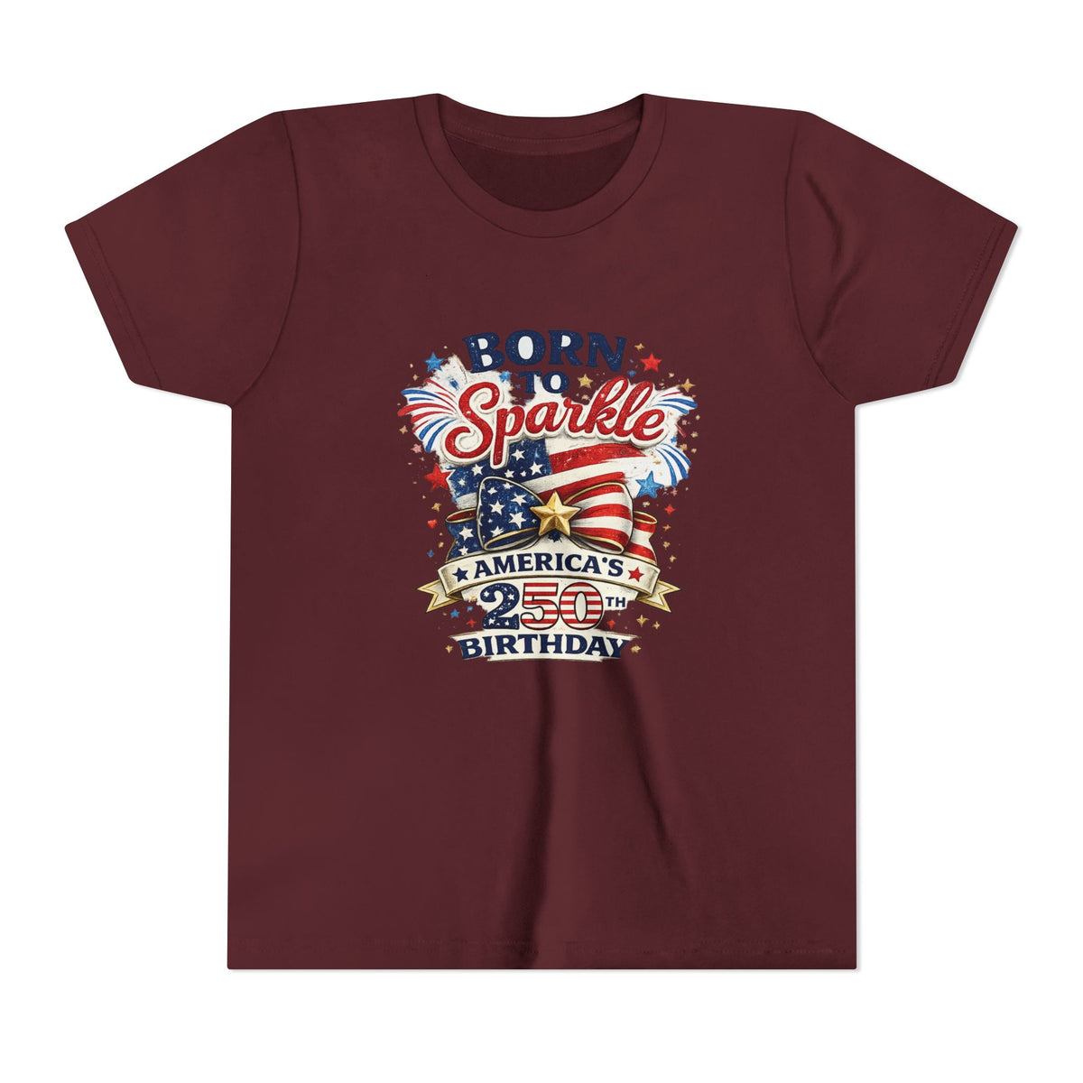 Born to Sparkle Youth Tee | America 250th Birthday Patriotic Stars