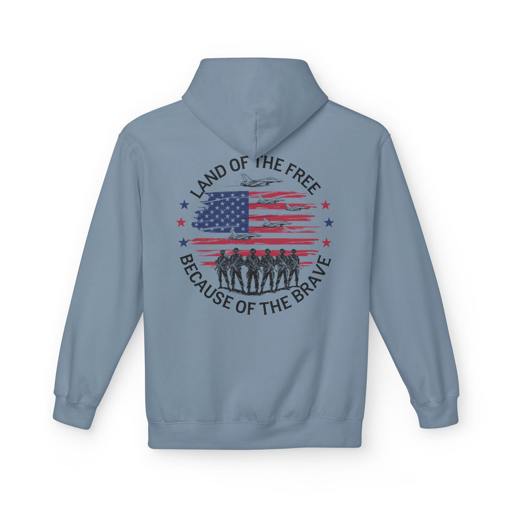 Land of the Free Because of the Brave Hoodie | American Flag Soldiers