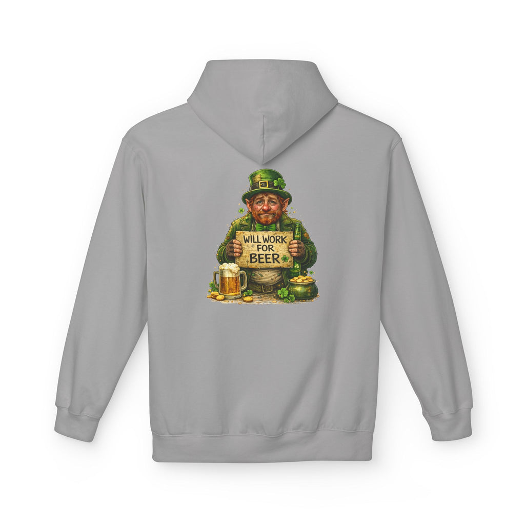 Will Work For Beer Hoodie | St. Patrick's Day Leprechaun Shamrock Design