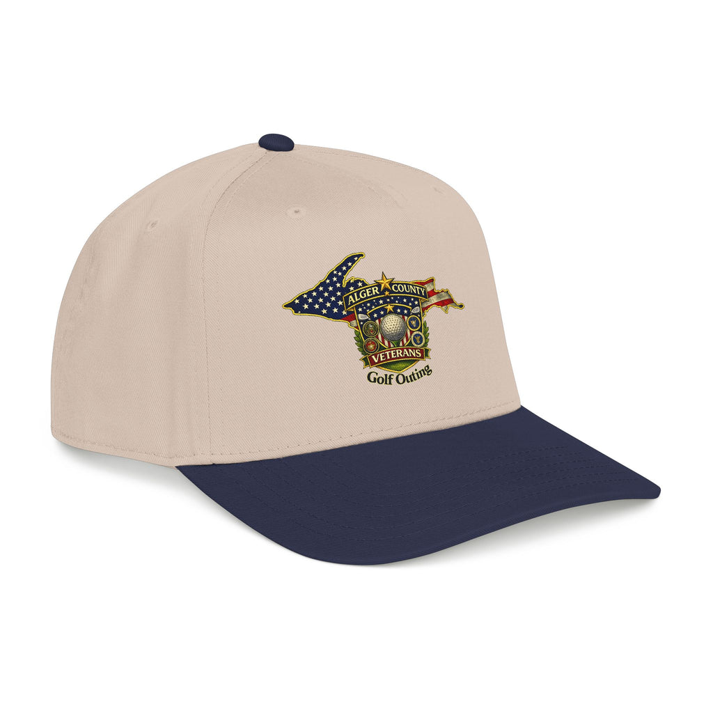 Alger County Veterans Golf Outing Mid Profile Baseball Cap | Michigan flag emblem