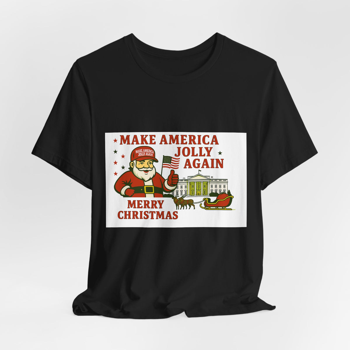 T-Shirt — "Make America Jolly Again" Merry Christmas Santa White Tee
