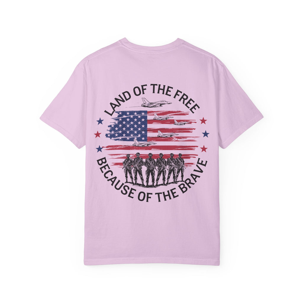 Land of the Free Because of the Brave T-Shirt | American Flag Soldiers