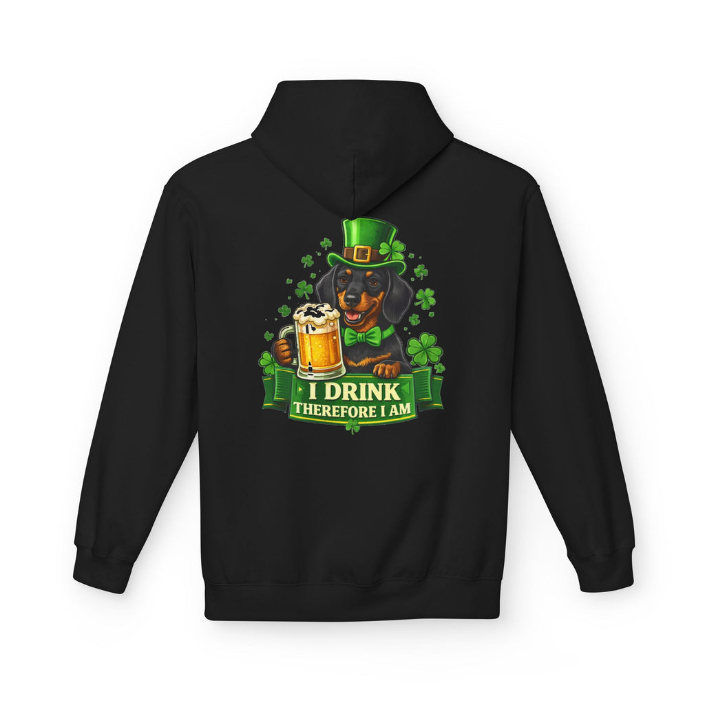 Dachshund Leprechaun I Drink Therefore I Am Hoodie | St. Patrick's Day Beer Shamrock