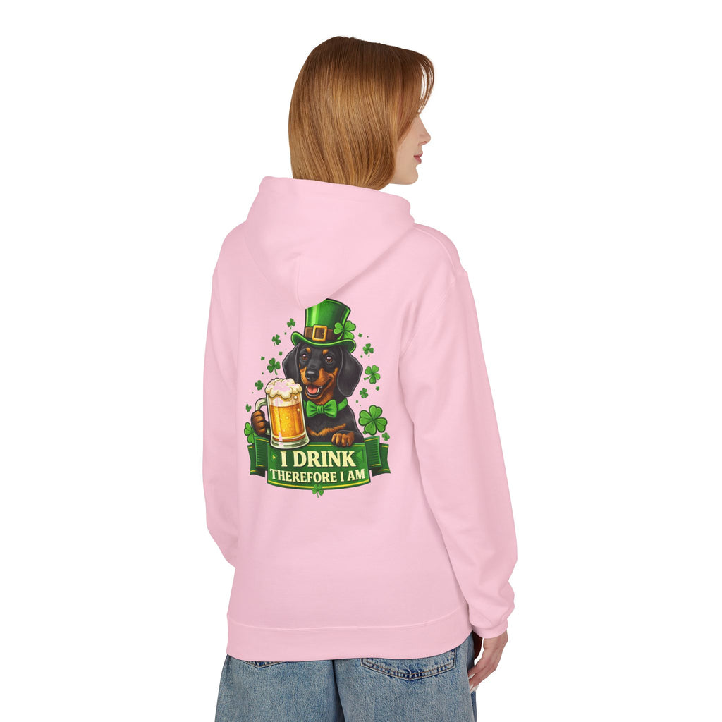 Dachshund Leprechaun I Drink Therefore I Am Hoodie | St. Patrick's Day Beer Shamrock