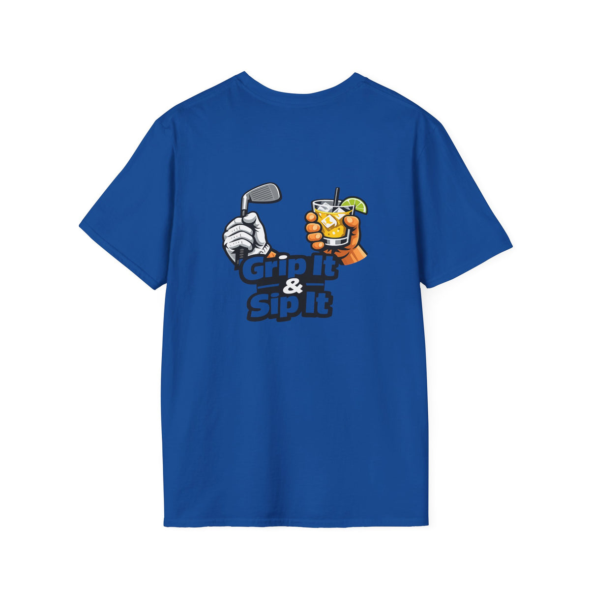 Grip It & Sip It Golf T-Shirt | Golf Club and Cocktail Graphic