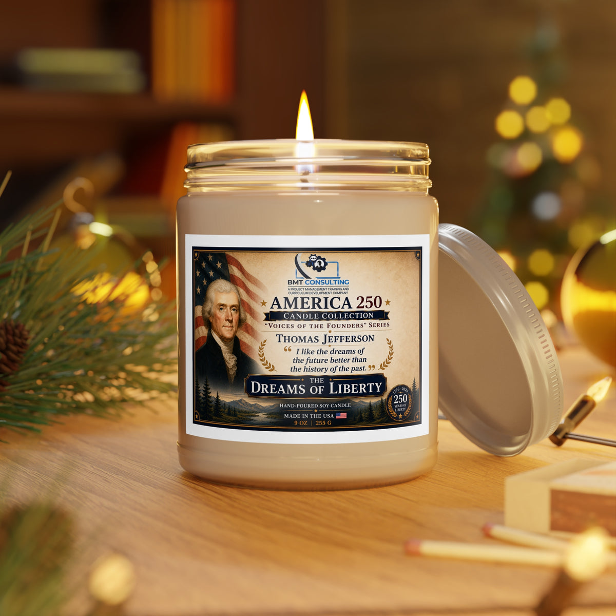 Dreams of Liberty Thomas Jefferson Candle 9oz Soy Jar | America 250