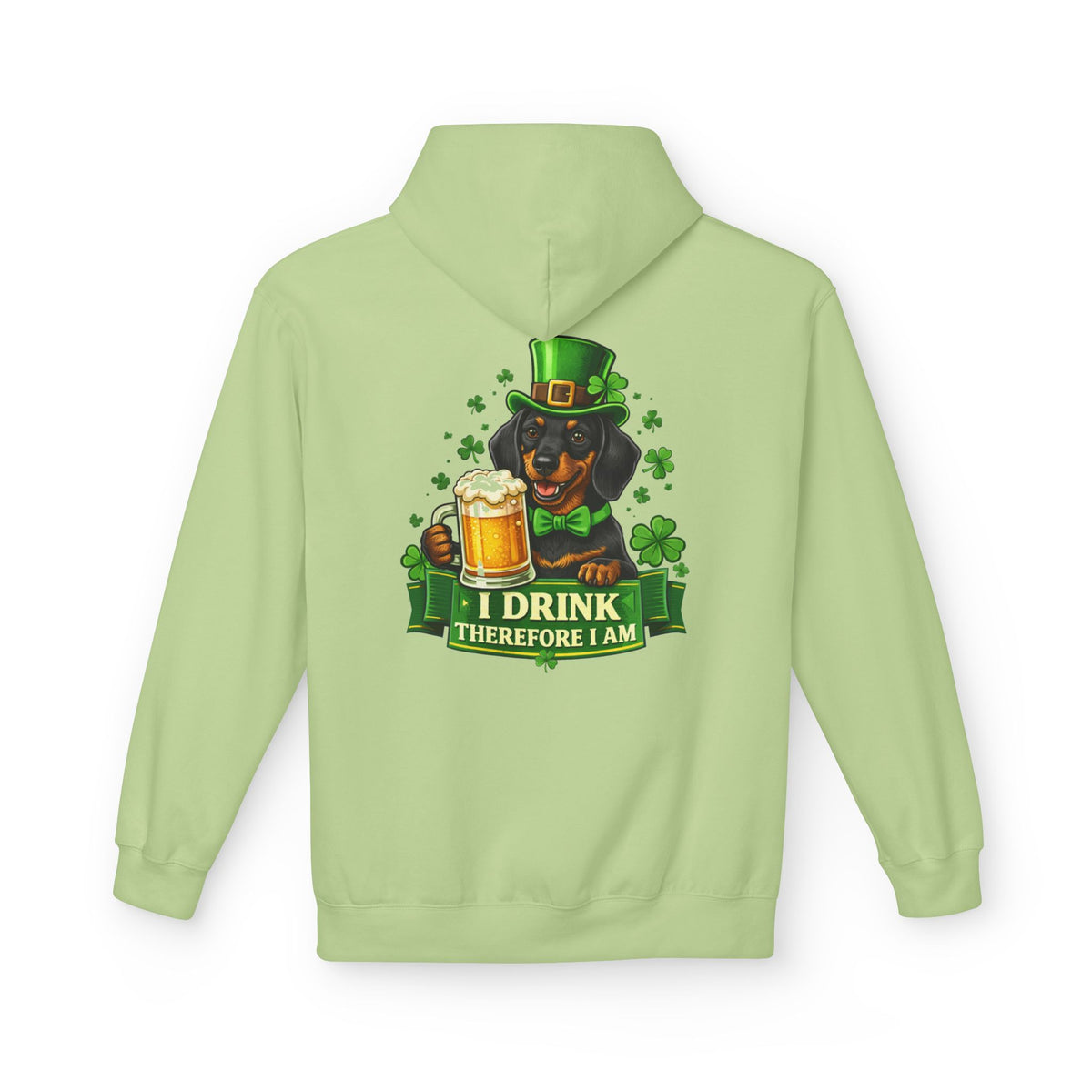 Dachshund Leprechaun I Drink Therefore I Am Hoodie | St. Patrick's Day Beer Shamrock
