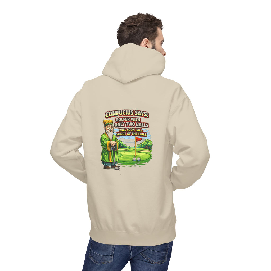 Confucius Says Golf Humor Hoodie | Funny Golf Cartoon, Two Balls Joke