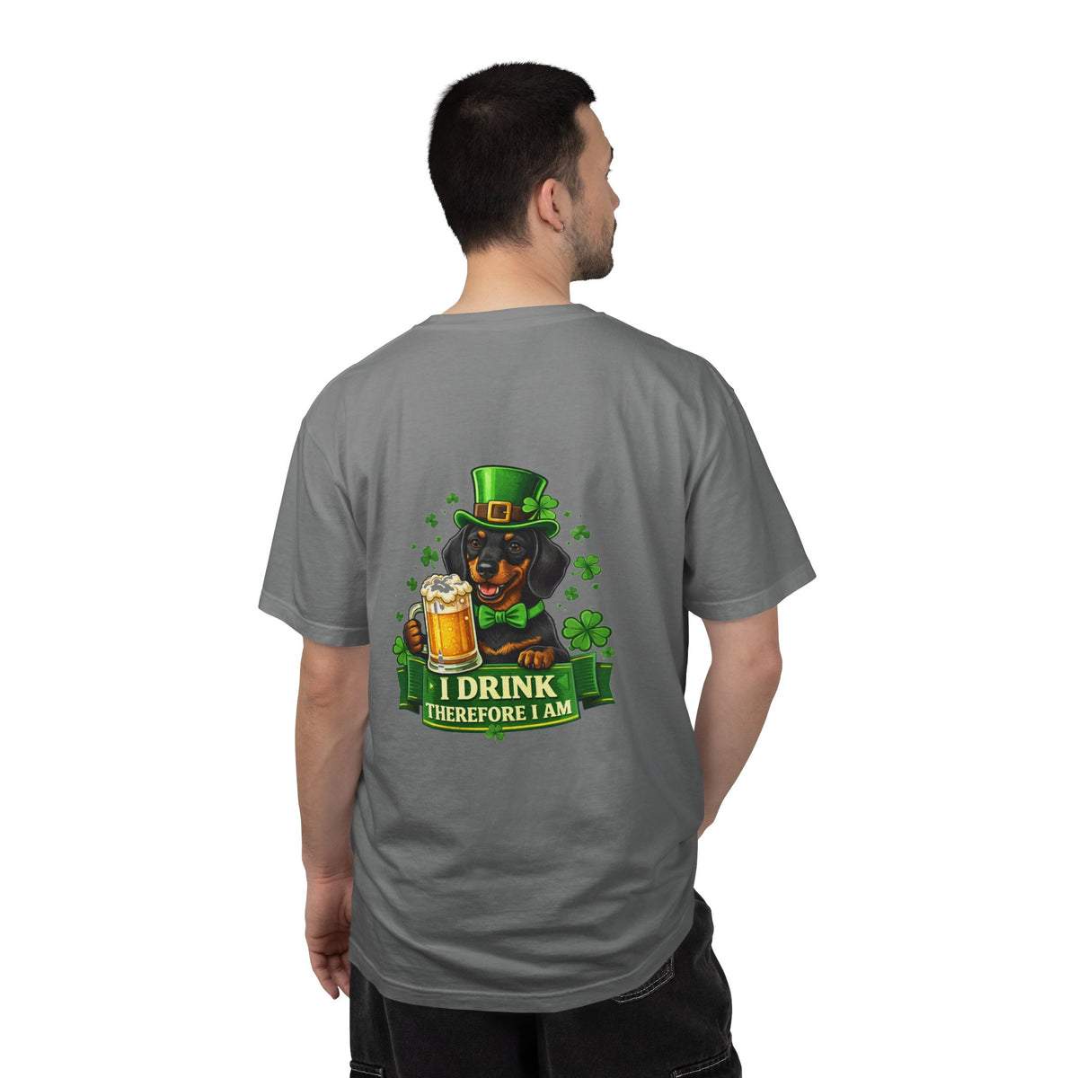 St. Patrick's Day Dachshund T-Shirt - 'I Drink Therefore I Am' Beer Graphic