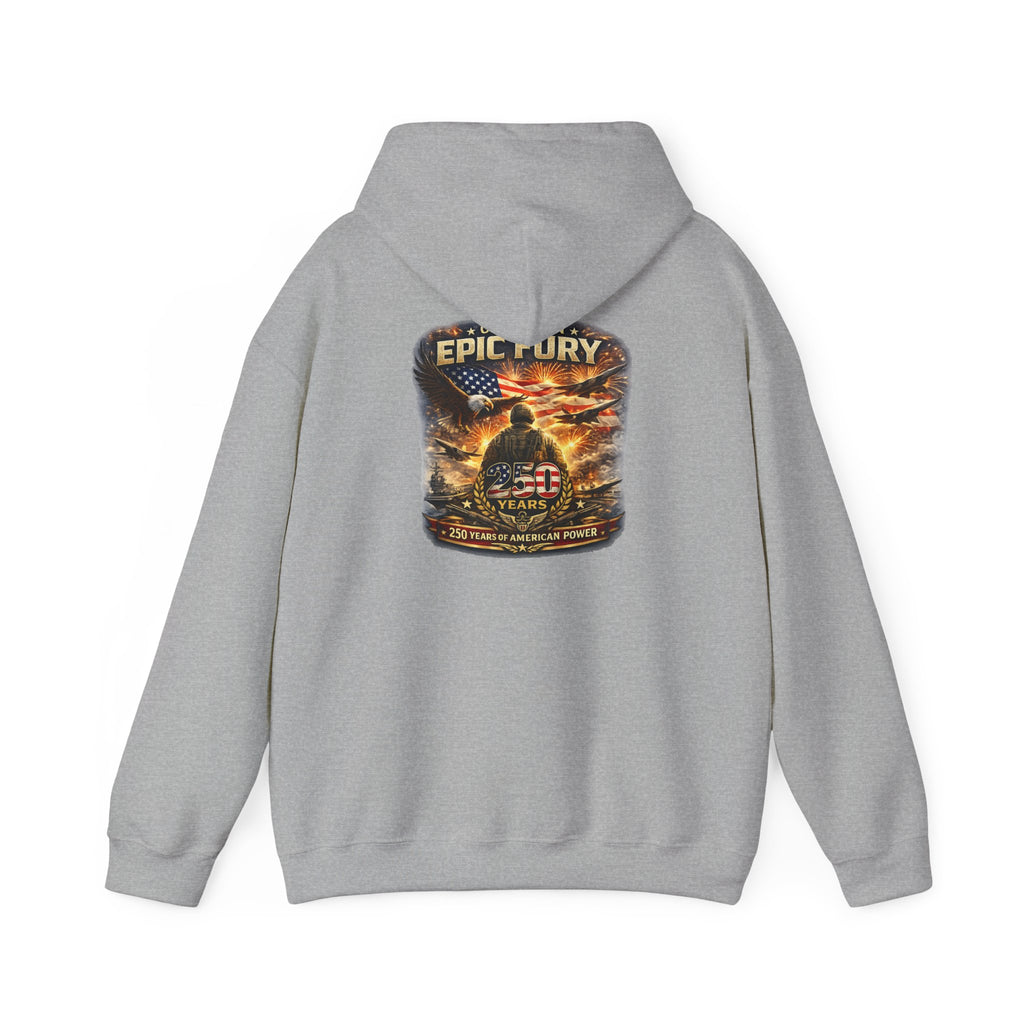 Epic Fury Soldier Helmet Hoodie | Military Memorial, American Flag