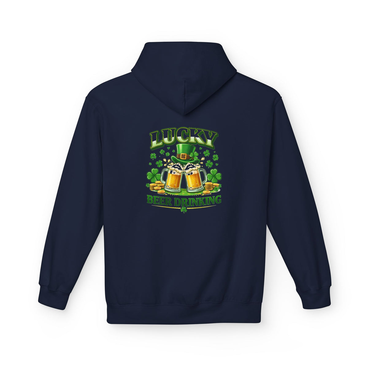 Lucky Beer Drinking Hoodie | St. Patrick's Day Shamrock Beer Graphic