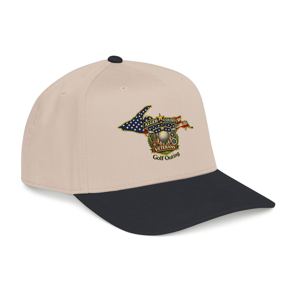 Alger County Veterans Golf Outing Mid Profile Baseball Cap | Michigan flag emblem