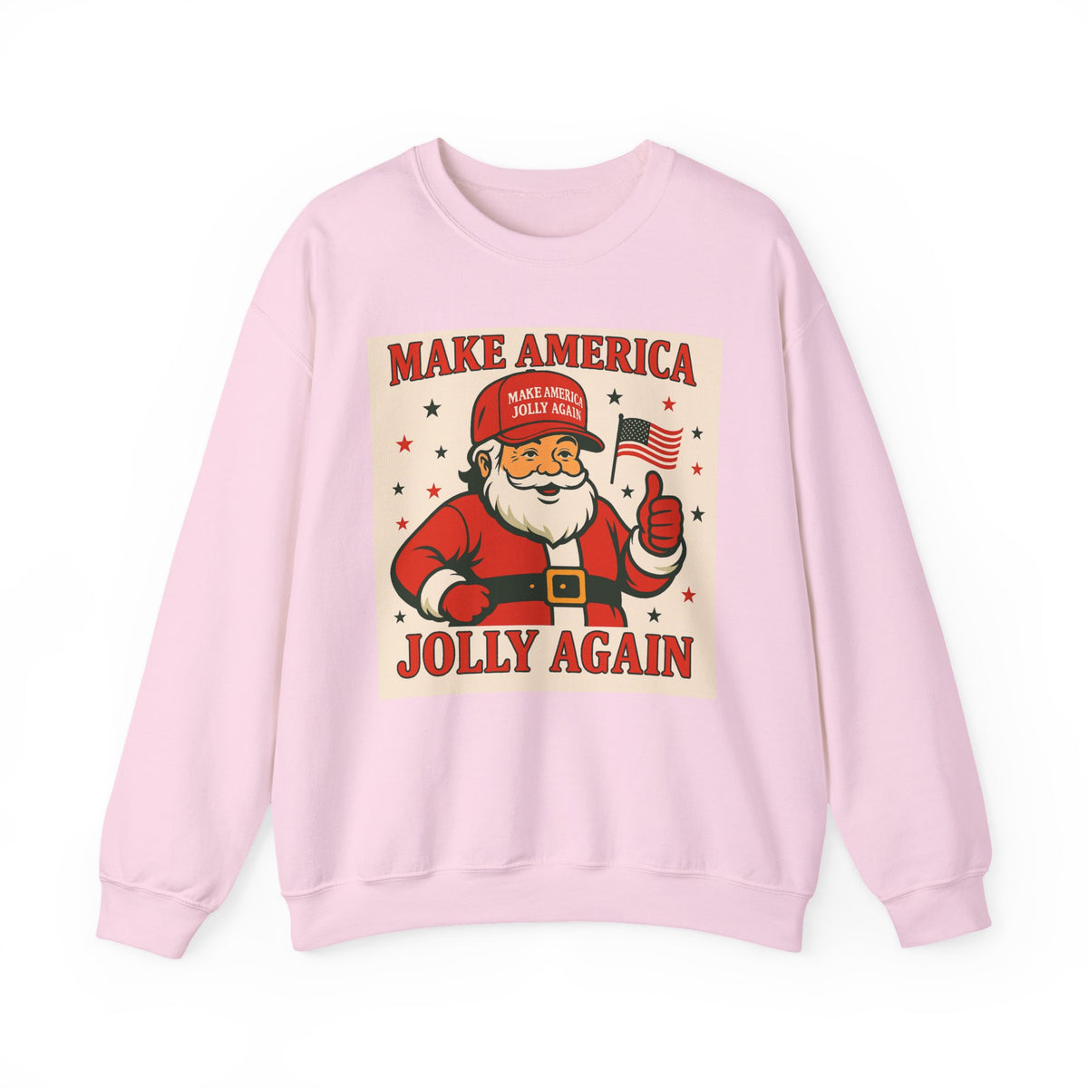 Crewneck Sweatshirt — "Make America Jolly Again" Vintage Santa Holiday Pullover