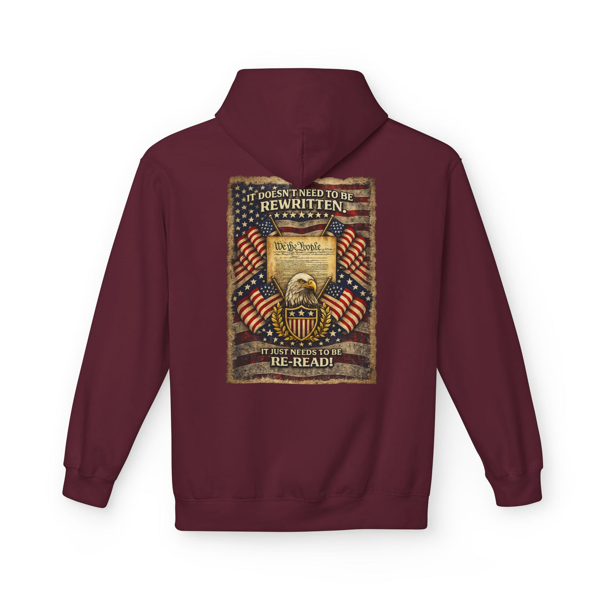 Constitution & Bald Eagle Hoodie | Patriotic American Flag, Historical Document Design