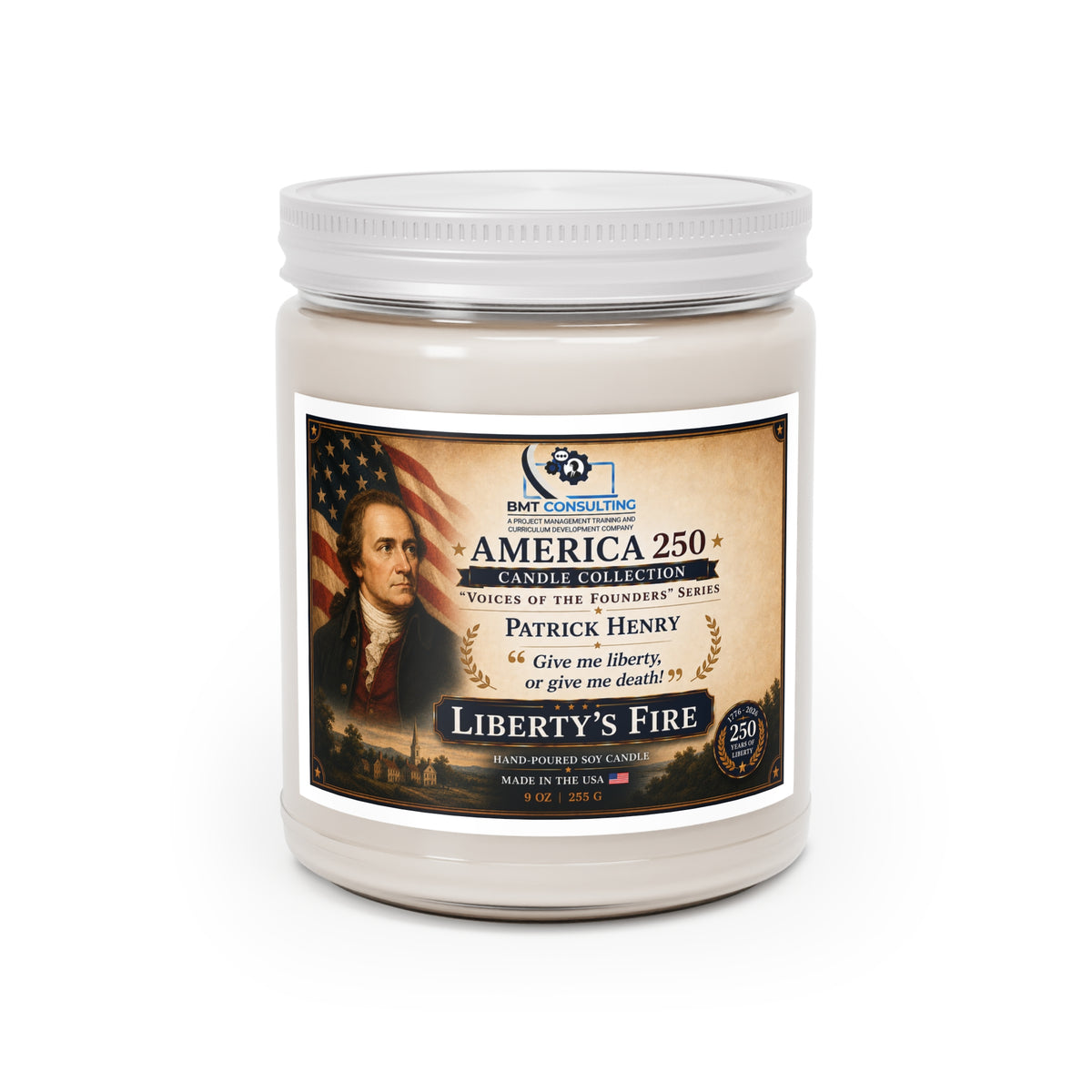 Liberty's Fire Patrick Henry Candle 9oz Soy Candle