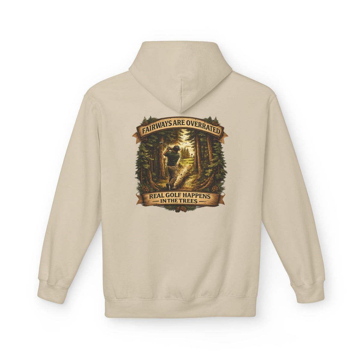 Fairways are Overrated Illustration Hoodie | 'Fairways Are Overrated' Woodland Golf Design