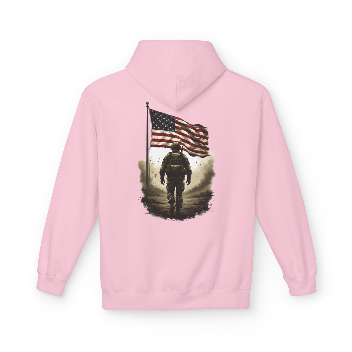 American Flag Soldier back print Hoodie | Patriotic veteran military design