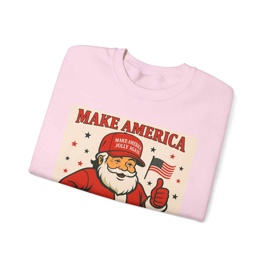 Crewneck Sweatshirt — "Make America Jolly Again" Vintage Santa Holiday Pullover