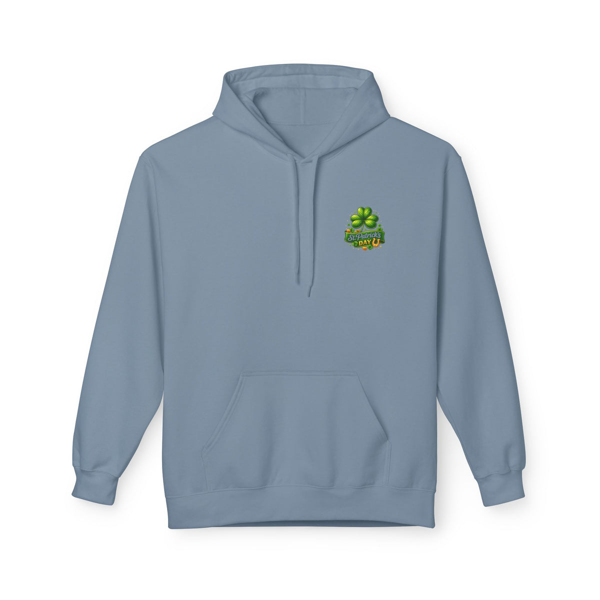 St. Patrick's Leprechaun Hoodie — "Will Work For Beer" Shamrock Graphic