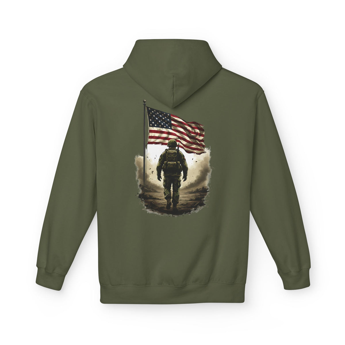 American Flag Soldier back print Hoodie | Patriotic veteran military design