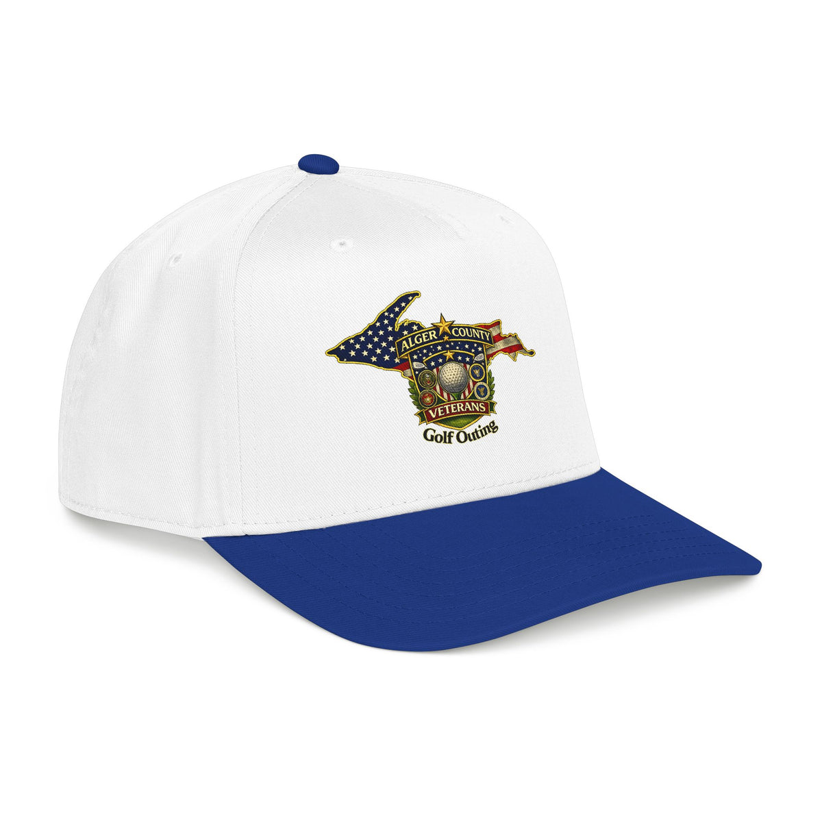 Alger County Veterans Golf Outing Mid Profile Baseball Cap | Michigan flag emblem