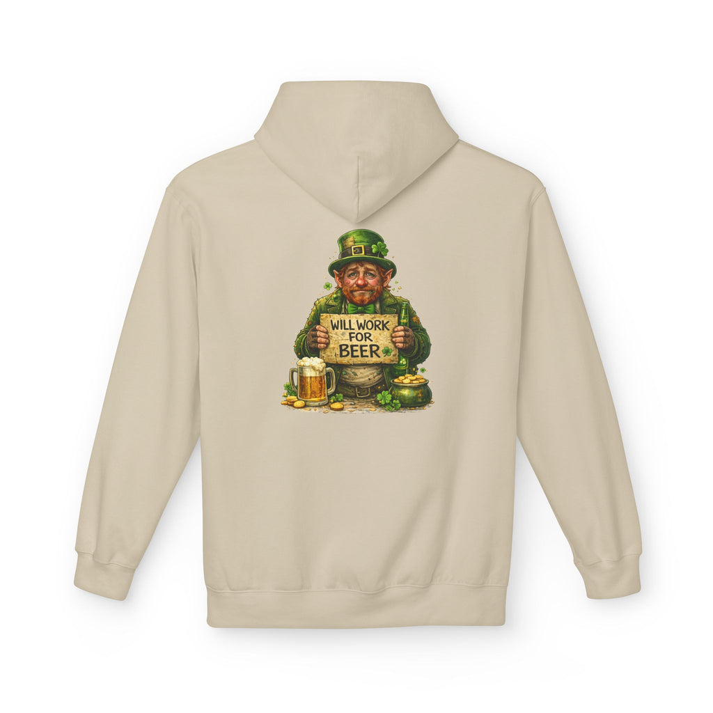 Will Work For Beer Hoodie | St. Patrick's Day Leprechaun Shamrock Design