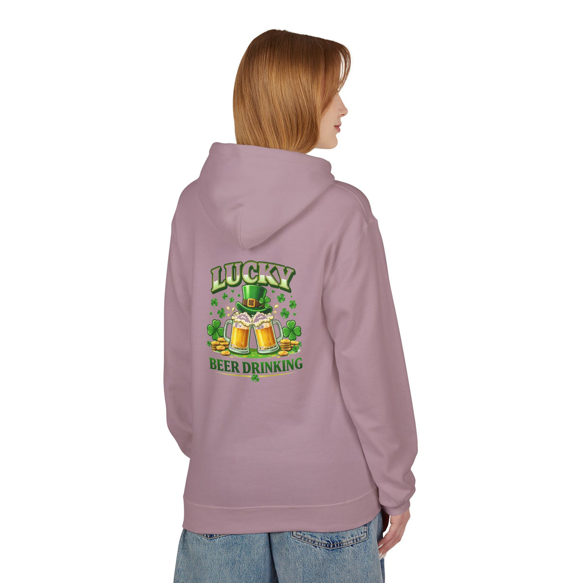 Hoodie — "Lucky Beer Drinking" St. Patrick's Day Shamrock Sweatshirt